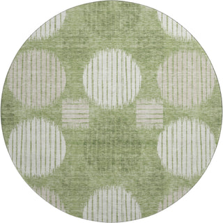 Piper Looms Mayfield Geometric AMF900 Green Machine Washable Area Rug Round Main Image