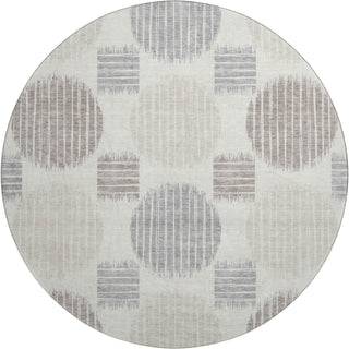 Piper Looms Mayfield Geometric AMF900 Ivory Machine Washable Area Rug Round Main Image