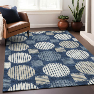 Piper Looms Mayfield Geometric AMF900 Navy Machine Washable Area Rug Lifestyle Image Feature