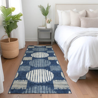 Piper Looms Mayfield Geometric AMF900 Navy Machine Washable Area Rug Runner Lifestyle Image Feature