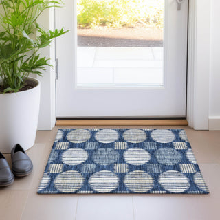 Piper Looms Mayfield Geometric AMF900 Navy Machine Washable Area Rug Scatter Lifestyle Image Feature