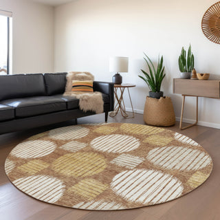 Piper Looms Mayfield Geometric AMF900 Paprika Machine Washable Area Rug Round Lifestyle Image Feature