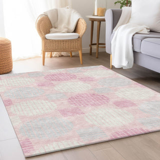 Piper Looms Mayfield Geometric AMF900 Pink Machine Washable Area Rug Lifestyle Image Feature