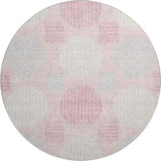 Piper Looms Mayfield Geometric AMF900 Pink Machine Washable Area Rug Round Main Image