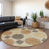 Piper Looms Mayfield Geometric AMF900 Tan Machine Washable Area Rug Round Lifestyle Image Feature
