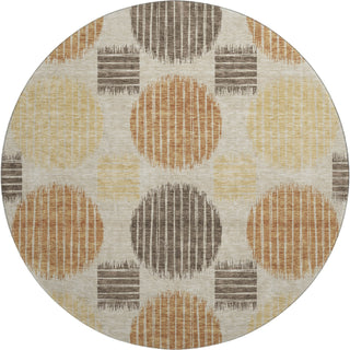 Piper Looms Mayfield Geometric AMF900 Tan Machine Washable Area Rug Round Main Image