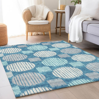 Piper Looms Mayfield Geometric AMF900 Teal Machine Washable Area Rug Lifestyle Image Feature