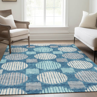 Piper Looms Mayfield Geometric AMF900 Teal Machine Washable Area Rug Lifestyle Image Feature