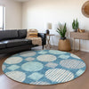 Piper Looms Mayfield Geometric AMF900 Teal Machine Washable Area Rug Round Lifestyle Image Feature