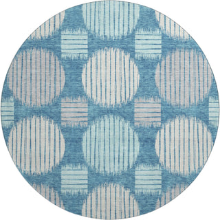 Piper Looms Mayfield Geometric AMF900 Teal Machine Washable Area Rug Round Main Image