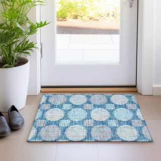 Piper Looms Mayfield Geometric AMF900 Teal Machine Washable Area Rug Scatter Lifestyle Image Feature