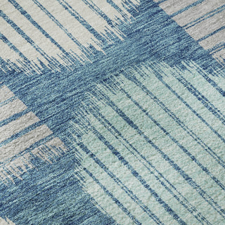 Piper Looms Mayfield Geometric AMF900 Teal Machine Washable Area Rug Swatch Image