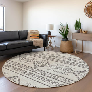 Piper Looms Mayfield Southwest AMF901 Beige Machine Washable Area Rug Round Lifestyle Image Feature