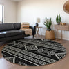 Piper Looms Mayfield Southwest AMF901 Black Machine Washable Area Rug Round Lifestyle Image Feature