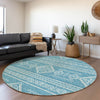 Piper Looms Mayfield Southwest AMF901 Teal Machine Washable Area Rug Round Lifestyle Image Feature