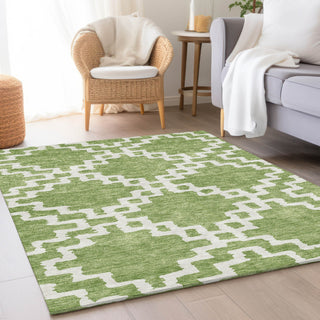 Piper Looms Mayfield Diamonds AMF902 Aloe Machine Washable Area Rug Lifestyle Image Feature
