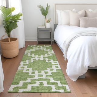 Piper Looms Mayfield Diamonds AMF902 Aloe Machine Washable Area Rug Runner Lifestyle Image Feature