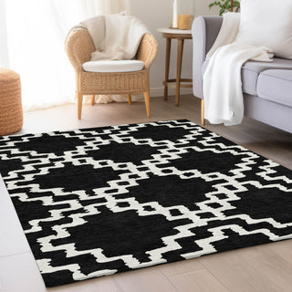 Piper Looms Mayfield Diamonds AMF902 Black Machine Washable Area Rug Lifestyle Image Feature