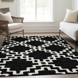 Piper Looms Mayfield Diamonds AMF902 Black Machine Washable Area Rug Lifestyle Image Feature