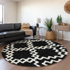 Piper Looms Mayfield Diamonds AMF902 Black Machine Washable Area Rug Round Lifestyle Image Feature