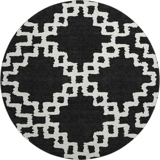 Piper Looms Mayfield Diamonds AMF902 Black Machine Washable Area Rug Round Main Image