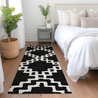 Piper Looms Mayfield Diamonds AMF902 Black Machine Washable Area Rug Runner Lifestyle Image Feature
