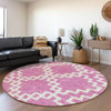 Piper Looms Mayfield Diamonds AMF902 Blush Machine Washable Area Rug Round Lifestyle Image Feature
