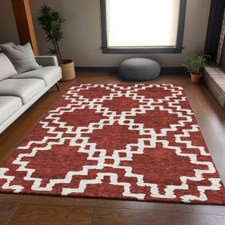 Piper Looms Mayfield Diamonds AMF902 Brick Machine Washable Area Rug Lifestyle Image Feature