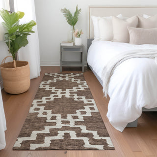 Piper Looms Mayfield Diamonds AMF902 Brown Machine Washable Area Rug Runner Lifestyle Image Feature