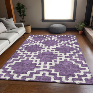 Piper Looms Mayfield Diamonds AMF902 Purple Machine Washable Area Rug Lifestyle Image Feature