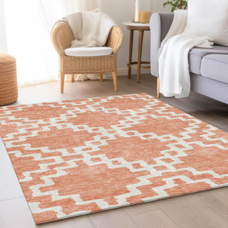 Piper Looms Mayfield Diamonds AMF902 Salmon Machine Washable Area Rug Lifestyle Image Feature