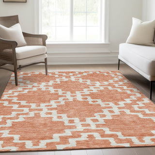 Piper Looms Mayfield Diamonds AMF902 Salmon Machine Washable Area Rug Lifestyle Image Feature