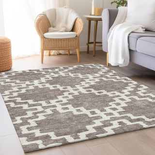 Piper Looms Mayfield Diamonds AMF902 Taupe Machine Washable Area Rug Lifestyle Image Feature