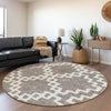 Piper Looms Mayfield Diamonds AMF902 Taupe Machine Washable Area Rug Round Lifestyle Image Feature