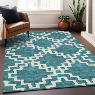 Piper Looms Mayfield Diamonds AMF902 Teal Machine Washable Area Rug Lifestyle Image Feature
