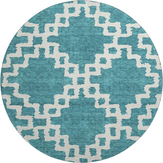 Piper Looms Mayfield Diamonds AMF902 Teal Machine Washable Area Rug Round Main Image