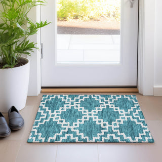 Piper Looms Mayfield Diamonds AMF902 Teal Machine Washable Area Rug Scatter Lifestyle Image Feature