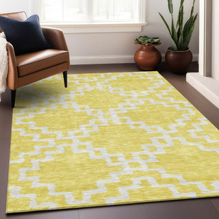 Piper Looms Mayfield Diamonds AMF902 Yellow Machine Washable Area Rug Lifestyle Image Feature