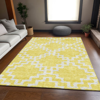 Piper Looms Mayfield Diamonds AMF902 Yellow Machine Washable Area Rug Lifestyle Image Feature