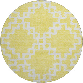 Piper Looms Mayfield Diamonds AMF902 Yellow Machine Washable Area Rug Round Main Image