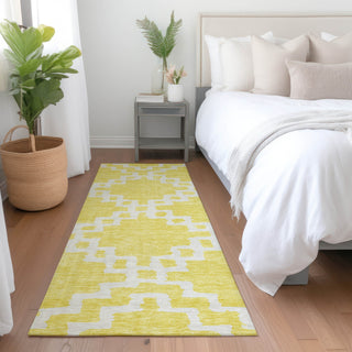 Piper Looms Mayfield Diamonds AMF902 Yellow Machine Washable Area Rug Runner Lifestyle Image Feature