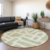 Piper Looms Mayfield Lines AMF903 Aloe Machine Washable Area Rug Round Lifestyle Image Feature