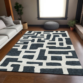 Piper Looms Mayfield Lines AMF903 Black Machine Washable Area Rug Lifestyle Image Feature