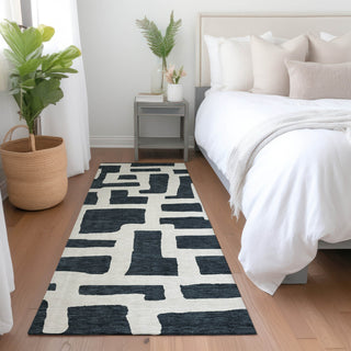 Piper Looms Mayfield Lines AMF903 Black Machine Washable Area Rug Runner Lifestyle Image Feature