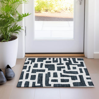 Piper Looms Mayfield Lines AMF903 Black Machine Washable Area Rug Scatter Lifestyle Image Feature