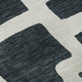 Piper Looms Mayfield Lines AMF903 Black Machine Washable Area Rug Swatch Image