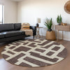 Piper Looms Mayfield Lines AMF903 Fudge Machine Washable Area Rug Round Lifestyle Image Feature