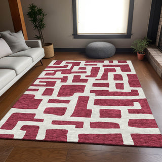 Piper Looms Mayfield Lines AMF903 Garnet Machine Washable Area Rug Lifestyle Image Feature