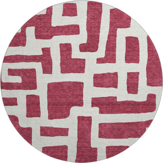 Piper Looms Mayfield Lines AMF903 Garnet Machine Washable Area Rug Round Main Image