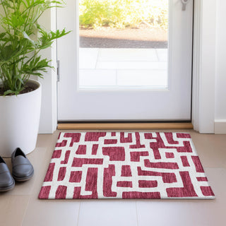 Piper Looms Mayfield Lines AMF903 Garnet Machine Washable Area Rug Scatter Lifestyle Image Feature